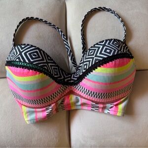 Neon Geometric Bikini Top Underwire Supportive